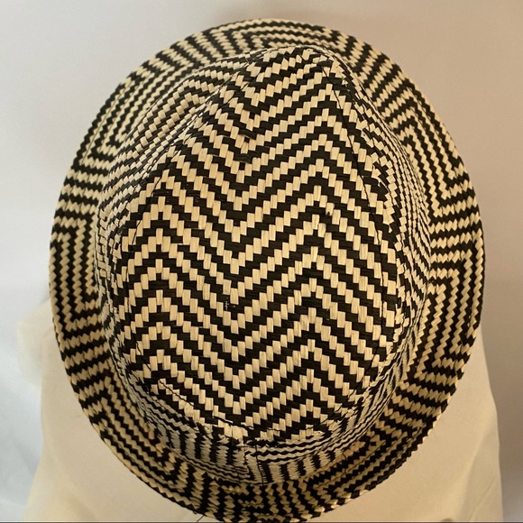 Cremieux Collection Men’s Dark Gray Cream Houndstooth Paper Straw Hat Size S/M - Picture 6 of 10